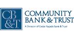 Logo for Community Bank and Trust- CVA HOF induction sponsor