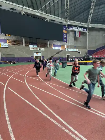 students running on a track