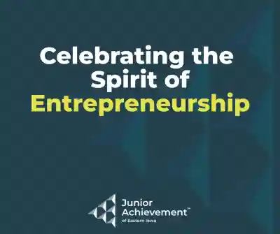 Dark blue background with Celebrating the Spirit of Entrepreneurship text